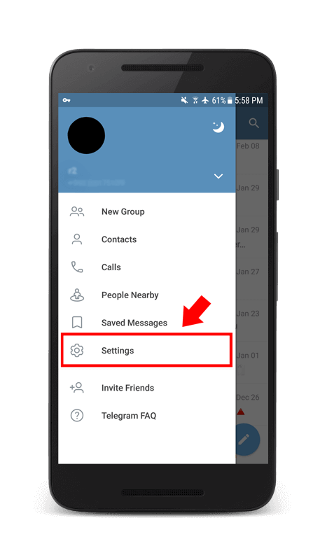 Settings button