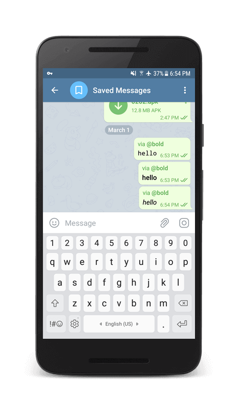 Italic text on Telegram