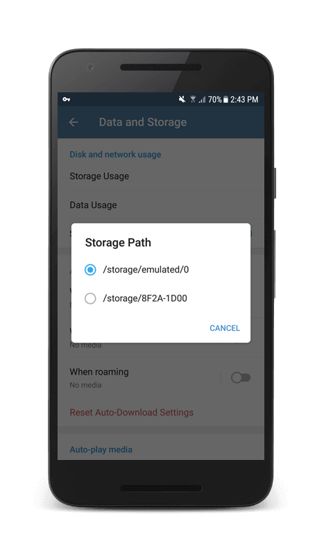Change storage path
