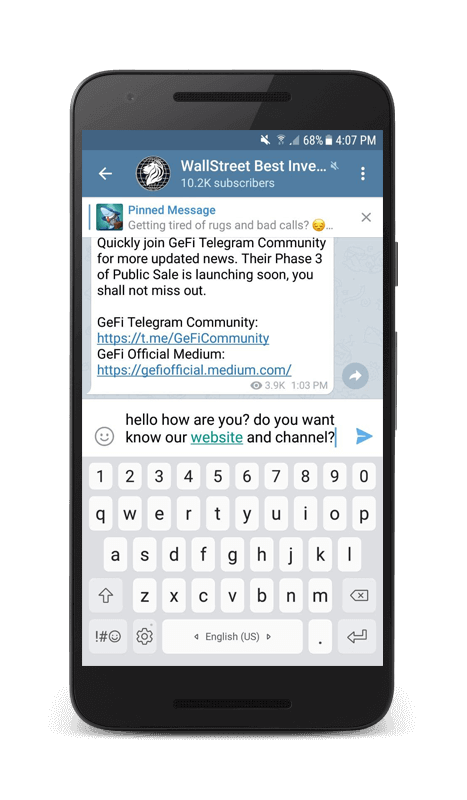 Telegram hyperlink created