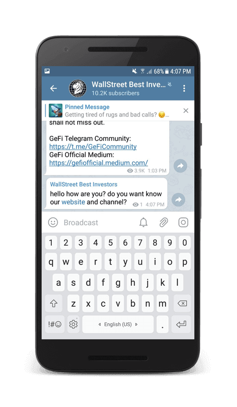 message that included link