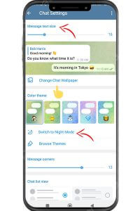 manage text size in Telegram