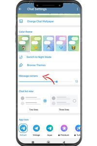 adjusting the size of the message corners in telegram