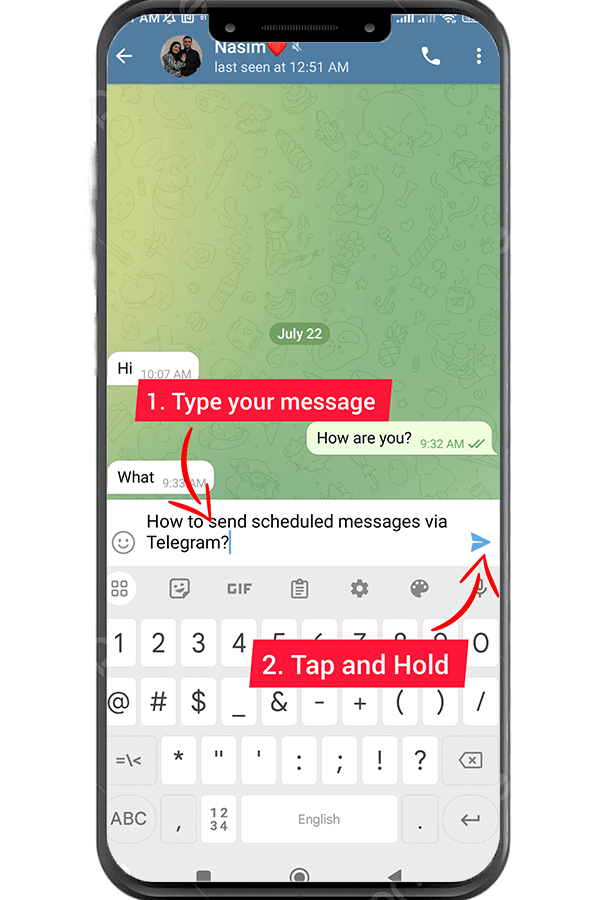 send a scheduled text, photo, video message on Telegram