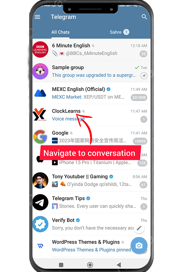 Navigate to the conversation 