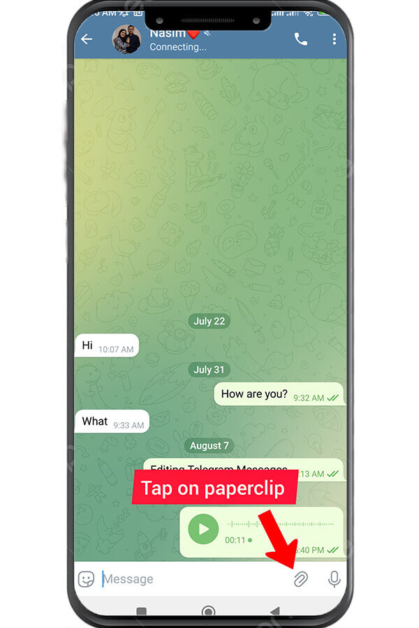 tap on paperclip icon