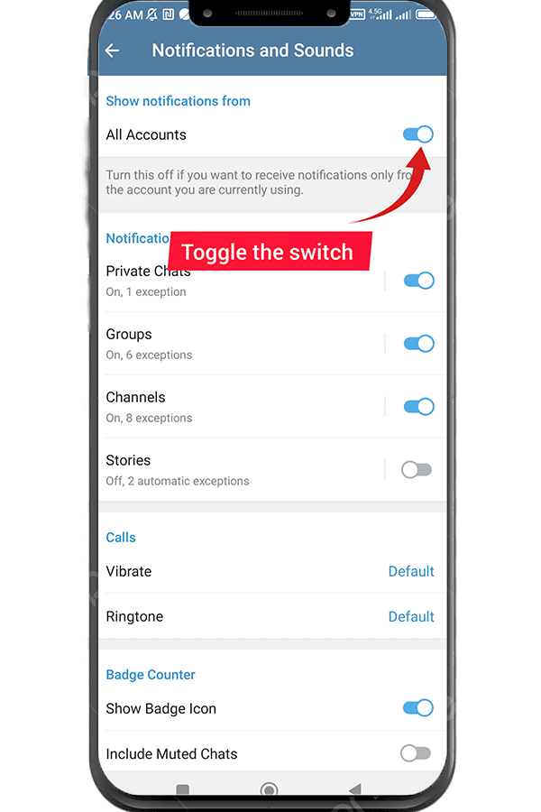 toggle the switch 